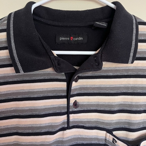 Pierre Cardin Men's Striped Black, Tan and Gray Shirt - Picture 3 of 6